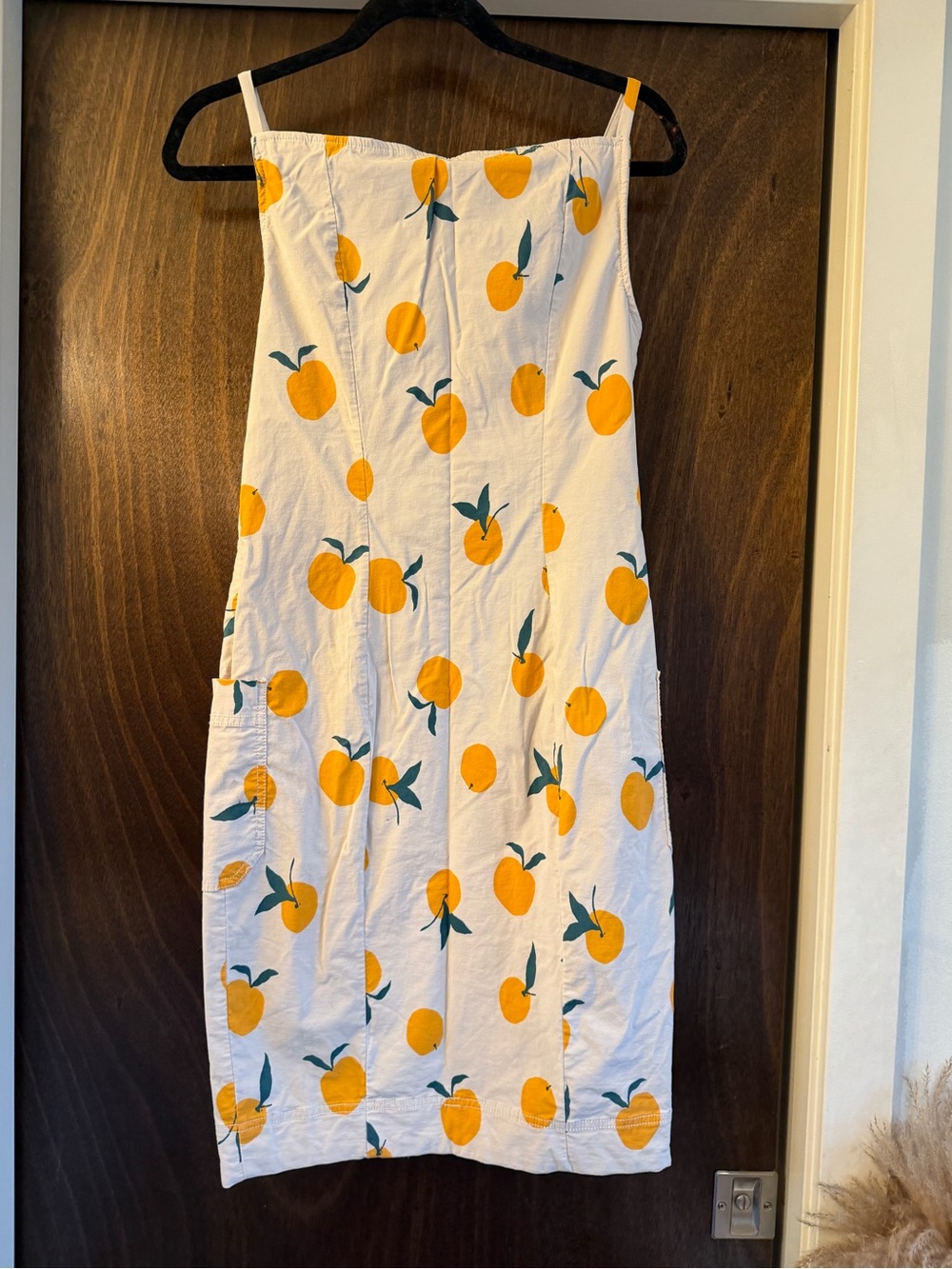 Maeve x Dylan Mierzwinski Colette Dress, Size Small, Tan with Orange Print - Picture 13 of 13